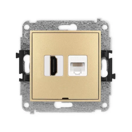 Karlik Mini złoty Gniazdo 1x HDMI 2.0 + 1xRJ45 bez ramki 29MGHKBO