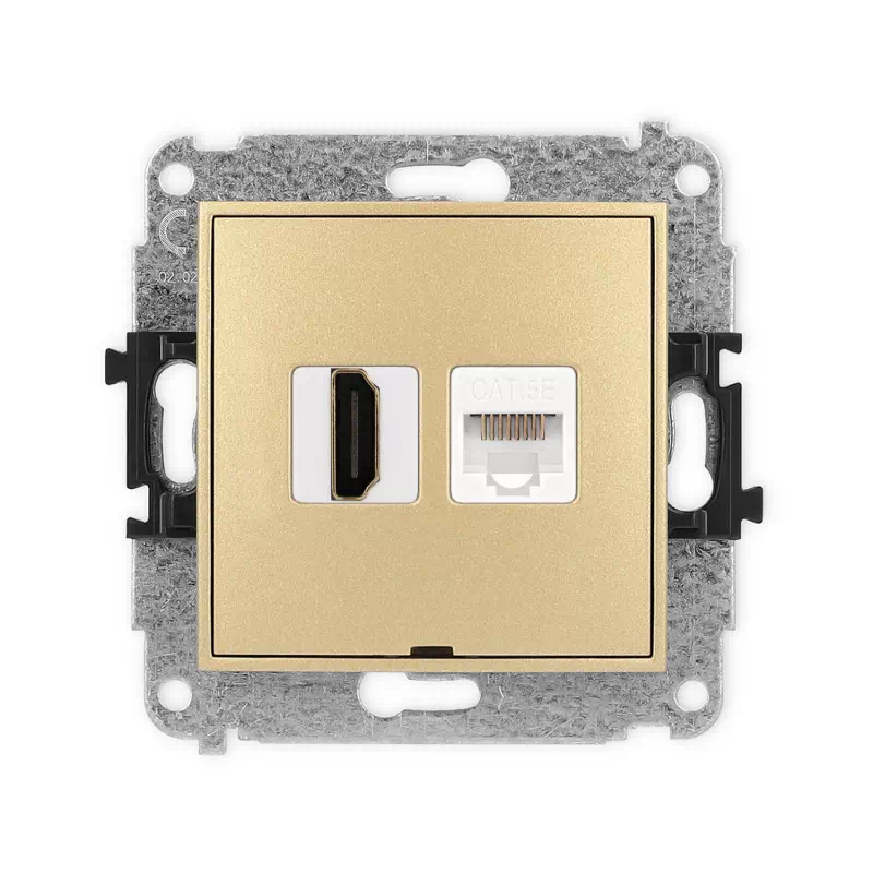 Karlik Mini złoty Gniazdo 1x HDMI 2.0 + 1xRJ45 bez ramki 29MGHKBO