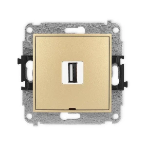 Karlik Mini złoty Gniazdo 1x USB A-A 2.0 bez ramki 29MGUSBBO-1