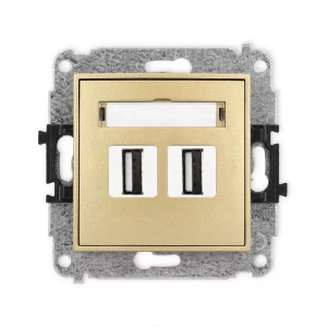 Karlik Mini złoty Gniazdo 2x USB A-A 2.0 bez ramki 29MGUSB-2
