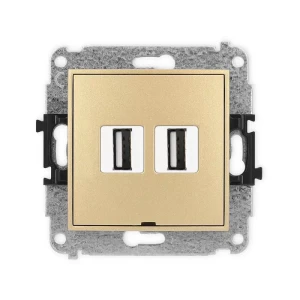 Karlik Mini złoty Gniazdo 2x USB A-A 2.0 bez ramki 29MGUSBBO-2