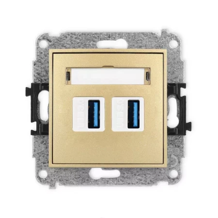 Karlik Mini złoty Gniazdo 2x USB A-A 3.0 bez ramki 29MGUSB-6