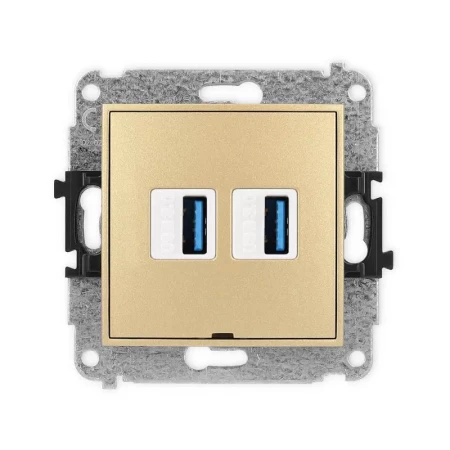Karlik Mini złoty Gniazdo 2x USB A-A 3.0 bez ramki 29MGUSBBO-6