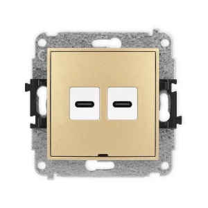 Karlik Mini złoty Gniazdo 2x USB C-C bez ramki 29MGUSBBO-8