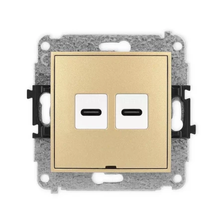 Karlik Mini złoty Gniazdo 2x USB C-C bez ramki 29MGUSBBO-8
