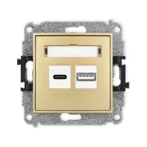 Karlik Mini złoty Ładowarka USB C + USB A bez ramki 29MCUSB-8