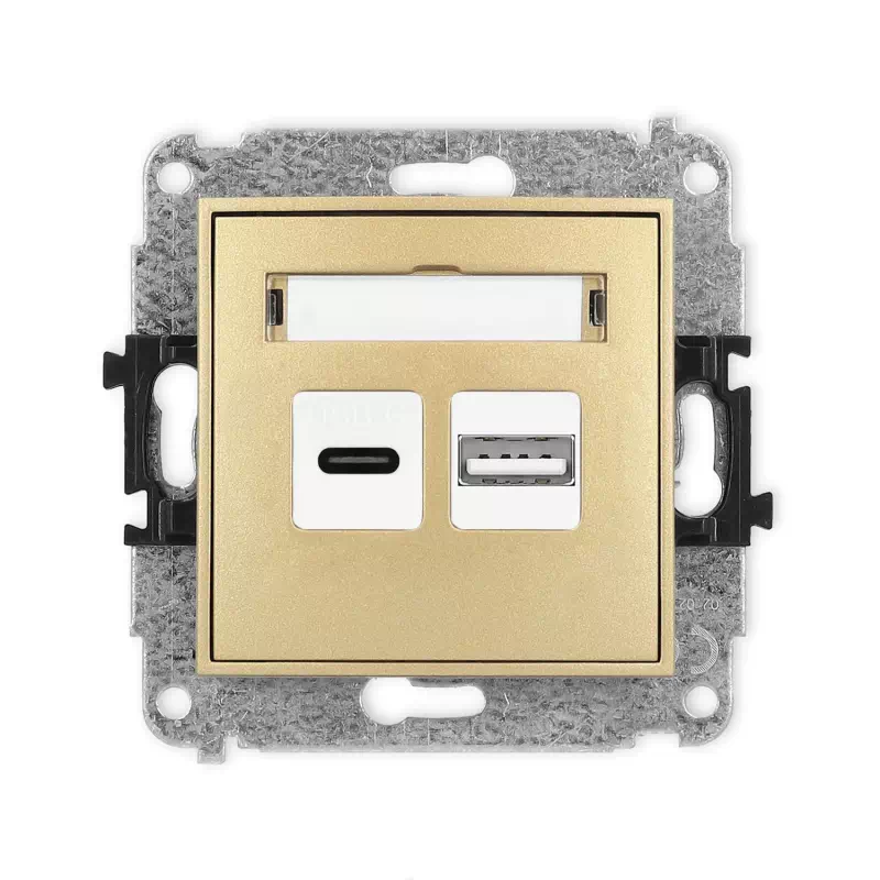Karlik Mini złoty Ładowarka USB C + USB A bez ramki 29MCUSB-8
