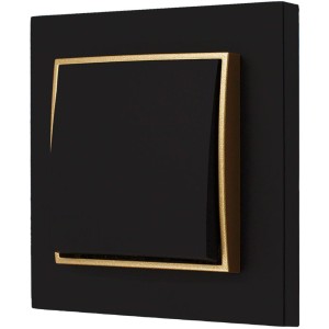 Włącznik Pojedynczy Z Ramką Karlik Mini Kolor Czarny Mat / Złoty