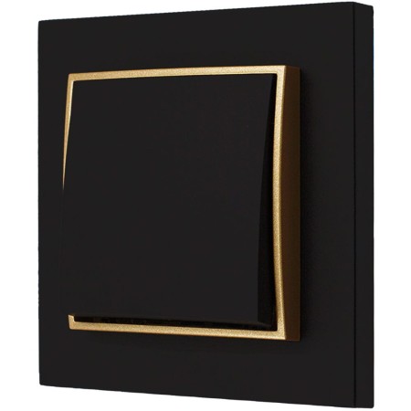Włącznik Pojedynczy Z Ramką Karlik Mini Kolor Czarny Mat / Złoty