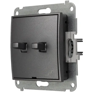 Karlik Mini grafitowy Włącznik podwójny schodowy w stylu USA bez ramki 11MWPUS-33