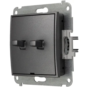 Karlik Mini grafitowy Włącznik pojedynczy ze schodowym w stylu USA bez piktogramów bez ramki 11MWPUS-10.11