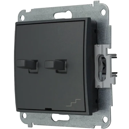Karlik Mini grafitowy mat Włącznik podwójny schodowy w stylu USA bez ramki 28MWPUS-33
