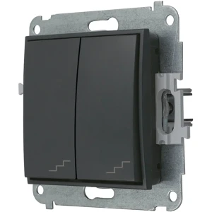 Karlik Mini grafitowy mat Włącznik podwójny schodowy bez ramki 28MWP-33