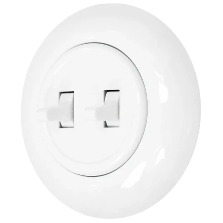 Włącznik podwójny retro z ramką kolor biały styl loft