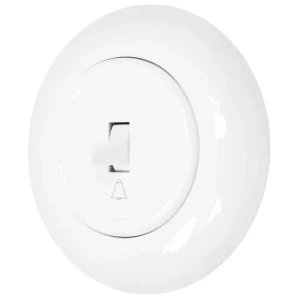 Włącznik dzwonkowy retro z ramką kolor biały styl loft