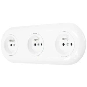 Trzy gniazda pojedyncze retro z ramką biały styl loft