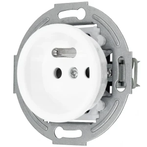 Gniazdo pojedyncze retro bez ramki kolor biały styl loft