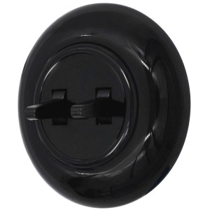 Włącznik schodowy podwójny retro z ramką kolor czarny styl loft