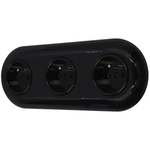 Trzy gniazda pojedyncze retro z ramką czarny styl loft