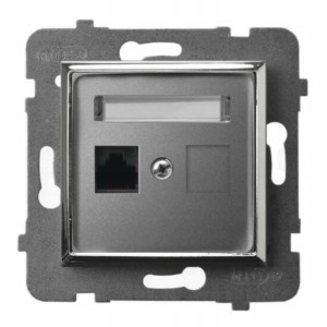 Moduł Szary / Srebro Bez Ramki Gniazdo Rj45 1X