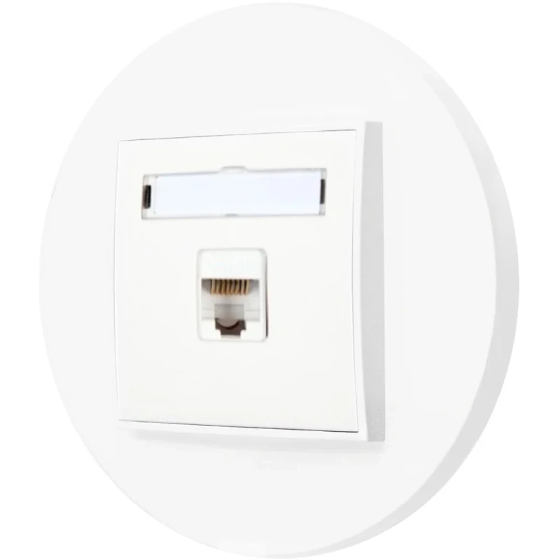 Gniazdo internetowe rj45 1x z ramką okrągłą seria MINI kolor biały