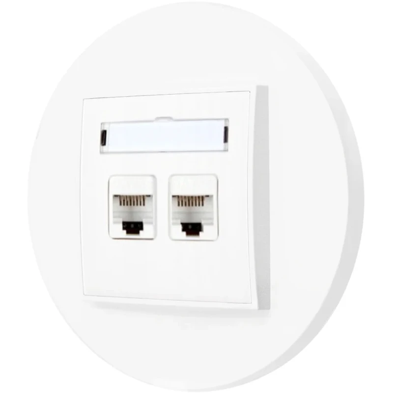 Gniazdo internetowe rj45 2x z ramką okrągłą seria MINI kolor biały