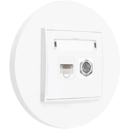 Gniazdo rj45/antenowe z ramką okrągłą seria MINI kolor biały