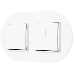 Dwa włączniki pojedynczy i podwójny z ramką okrągłą seria MINI kolor biały