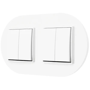 Dwa włączniki podwójne z ramką okrągłą seria MINI kolor biały
