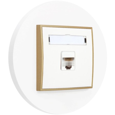 Gniazdo internetowe rj45 1x z ramką okrągłą seria MINI kolor biały złoty