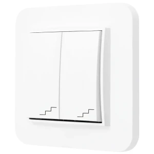 Włącznik schodowy podwójny z ramką zaokrągloną seria MINI kolor biały