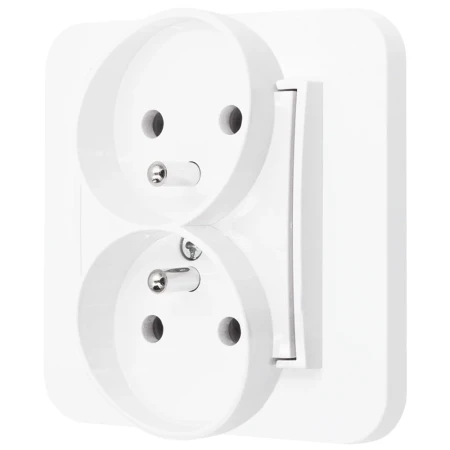 Gniazdo podwójne z ramką zaokrągloną seria MINI kolor biały