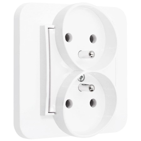 Gniazdo podwójne z ramką zaokrągloną seria MINI kolor biały