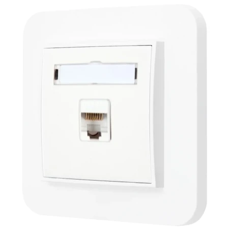 Gniazdo internetowe rj45 1x z ramką zaokrągloną seria MINI kolor biały
