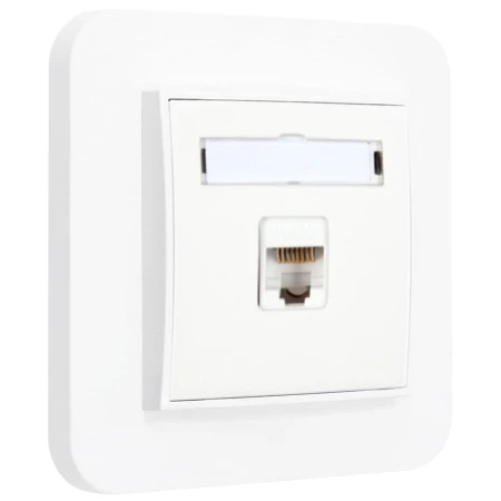 Gniazdo internetowe rj45 1x z ramką zaokrągloną seria MINI kolor biały