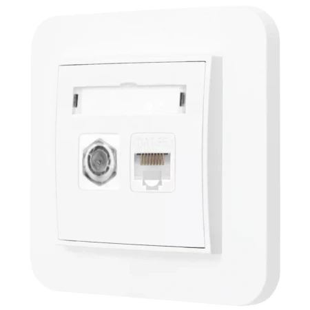 Gniazdo rj45/antenowe z ramką zaokrągloną seria MINI kolor biały