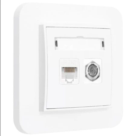 Gniazdo rj45/antenowe z ramką zaokrągloną seria MINI kolor biały