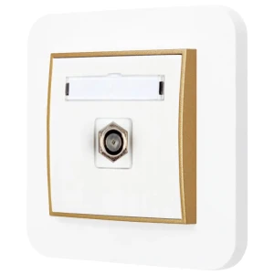 Gniazdo antenowe 1x z ramką zaokrągloną seria MINI kolor biały złoty