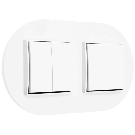 Dwa włączniki pojedynczy i podwójny z ramką okrągłą seria MINI kolor biały