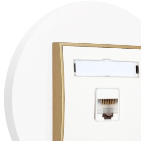 Gniazdo internetowe rj45 1x z ramką okrągłą seria MINI kolor biały złoty