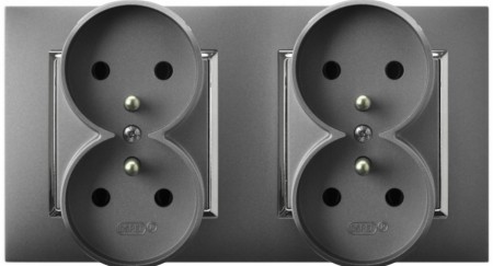 Gniazdo Poczwórne Pokojowe Ścienne Szary Srebro