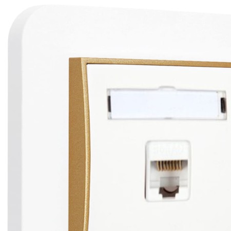 Gniazdo internetowe rj45 1x z ramką zaokrągloną seria MINI kolor biały złoty
