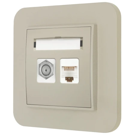Gniazdo rj45/antenowe z ramką zaokrągloną seria MINI kolor taupe