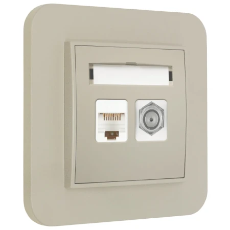 Gniazdo rj45/antenowe z ramką zaokrągloną seria MINI kolor taupe