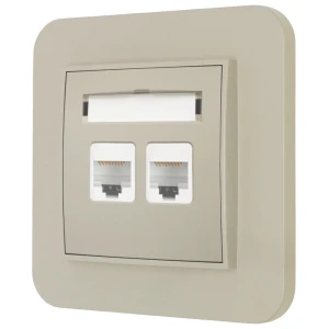 Gniazdo internetowe rj45 2x z ramką zaokrągloną seria MINI kolor taupe
