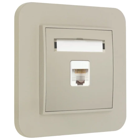 Gniazdo internetowe rj45 1x z ramką zaokrągloną seria MINI kolor taupe