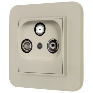 Gniazdo rtv-sat z ramką zaokrągloną seria MINI kolor taupe