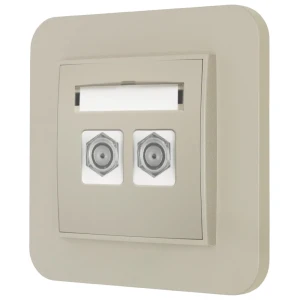 Gniazdo antenowe 2x z ramką zaokrągloną seria MINI kolor taupe