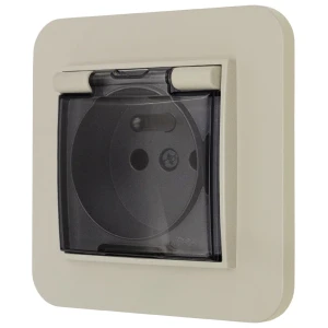 Gniazdo hermetyczne z ramką zaokrągloną seria MINI kolor taupe