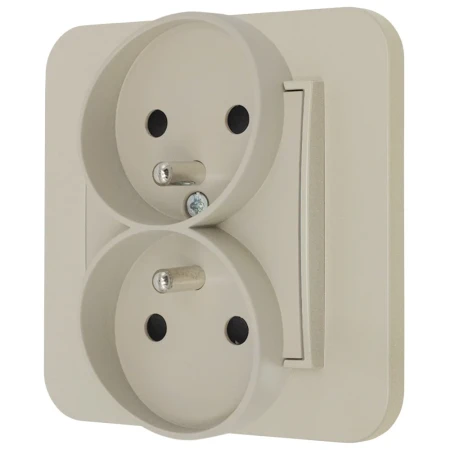 Gniazdo podwójne z ramką zaokrągloną seria MINI kolor taupe